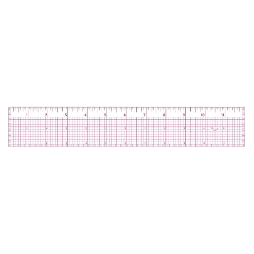 YLAZIION Clear Ruler for Sewing 2x12 Inch Easy Read Grid Graph Ruler 1.4mm | Upgraded Rose Red Markings, Flexible Plastic Ruler for Pattern Grading, Tailoring & Quilting, 16THS Enlarged Scale for Sewing