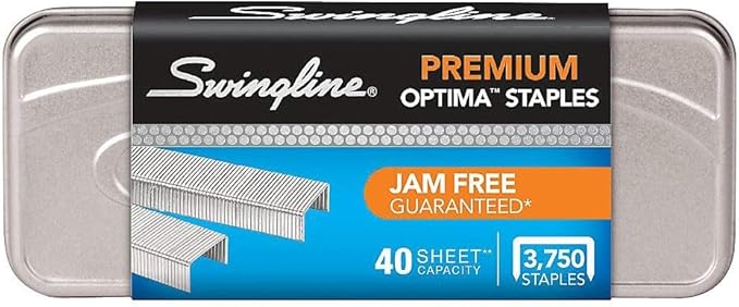 Swingline Staples, Premium for Desktop Staplers, 1/4" Length, 210/Strip, 3750/Box, Jam Free, Optima (35556)