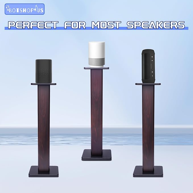 36" Floor Speaker Stands Pair Studio Monitor Stands Bookshelf Speaker Stands Wood Floor Speaker Stands Large Bookshelf Speaker Stands Speaker Stand for Theaters (Black Walnut Wood)