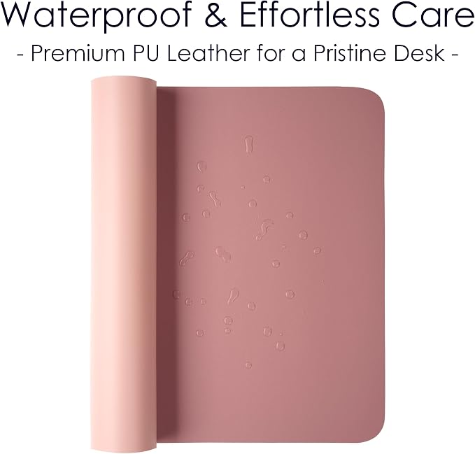 Leather Desk Pad Protector, Waterproof Mouse Pad, PU Desk Mat, Office Desk Cover, Desk Writing Mat for Office/Home/Work/Cubicle (Purple/Pink) 23.6x13.7 in