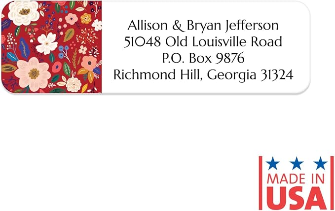 Multi-Floral Print Rolled Address Labels / 250 Personalized Return Address Labels/Designer Address Stickers in Elegant Plastic Dispenser