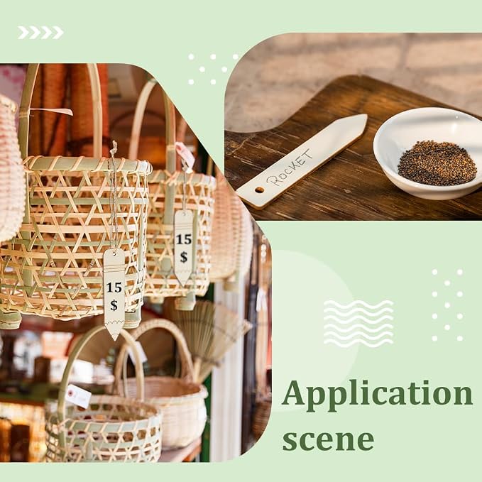 BENECREAT 30Pcs Wooden Pencil Cutouts Back to School Wooden Cutout Blank Labels Tags with Jute Cord Pencil Hanging Ornaments for Teacher Appreciation Week
