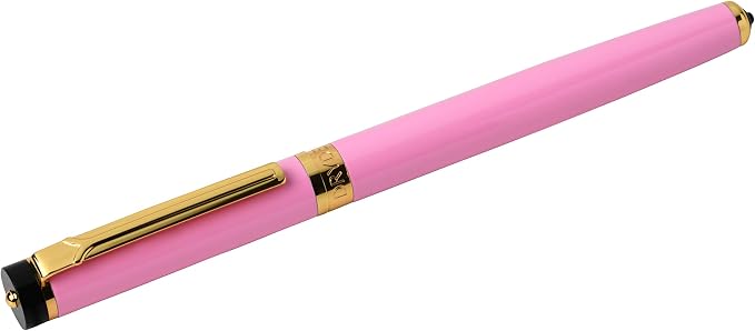 Dryden Designs Fountain Pen - Medium Nib and Fine Nib | Includes Luxury Box, 6 Ink Cartridges - 3 Black 3 Blue and Ink Refill Converter - Luscious Pink