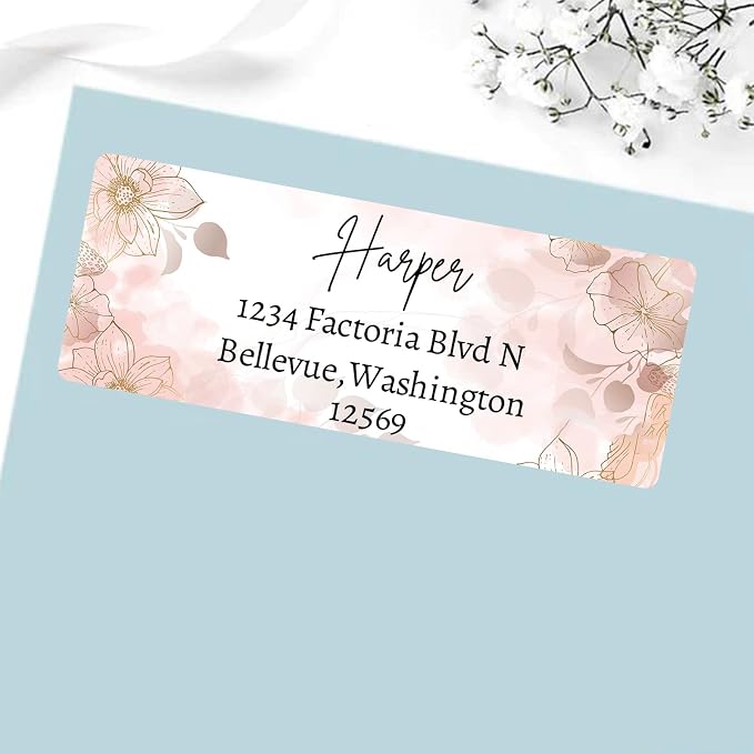 LINMAGCO Personalized Return Address Labels Gold 500 Pcs Mail Labels for Envelopes Weddings Self Adhesive Rectangle Elegant Name Stickers……