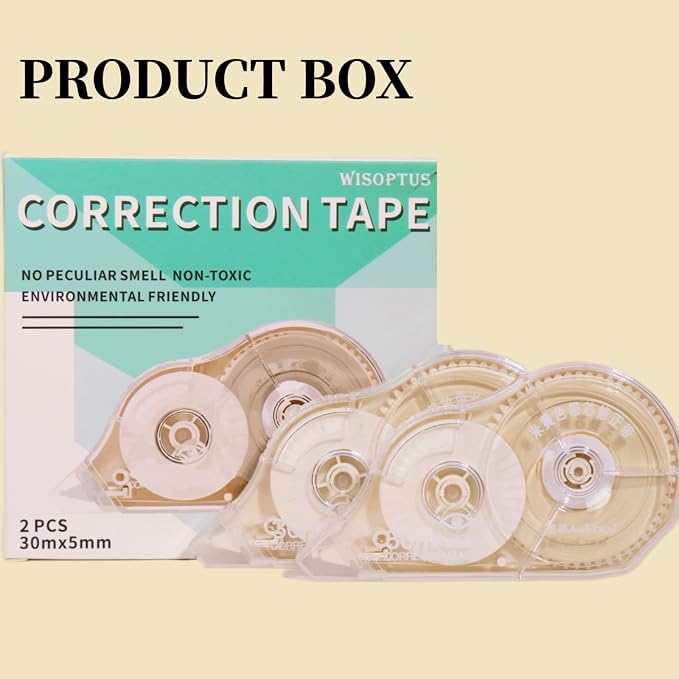 100 Feet Long Cream Correction Tape, Smooth Glide, No Residue, Quick Dry Beige Correction Tape, Perfect for School, Office Supplies, Crafting, Note Taking, Journaling (2 Pack)