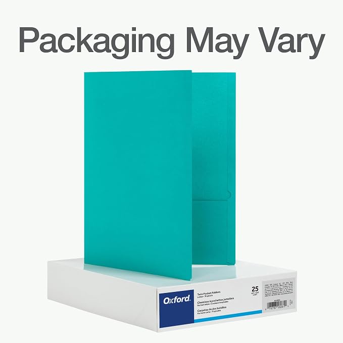 Oxford 2 Pocket Folders, 25 Pack, Tropical Colors, School Value Pack | Each folder holds 100 letter size sheets. Sturdy covers hold up in backpacks all year. Easy to color code. Made in the USA.