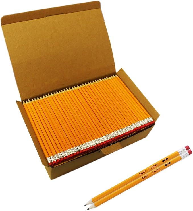 SKKSTATIONERY 200 Count Pre-sharpened #2 Pencils with Erasers – Bulk Yellow HB Lead Pencils for Classroom, Home & Office – No.2 Pencil Box for Back to School
