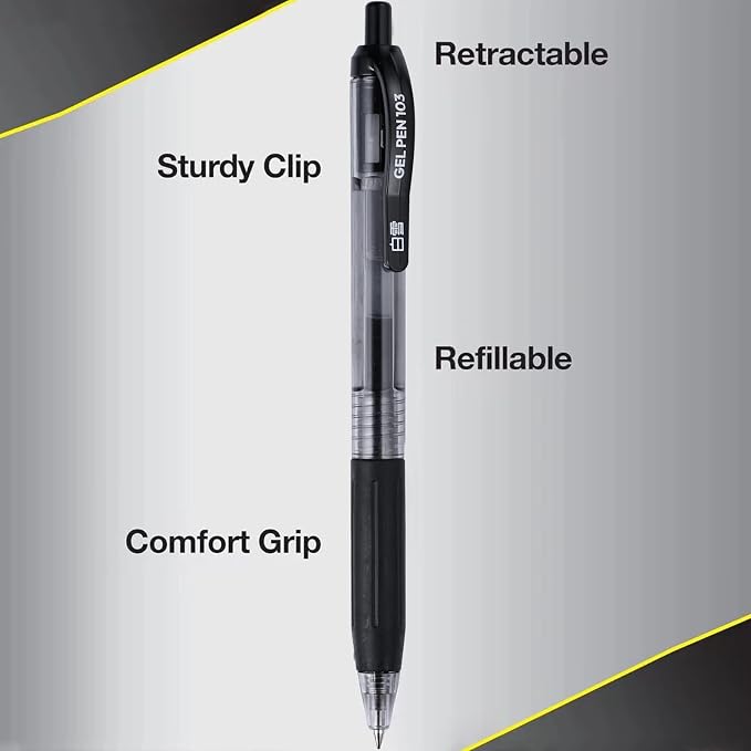 EYEYE G-103 0.5mm Gel Pens, 5 Black 3 Blue 2 Red, Extra Fine Point Pen | Retractable, Quick Drying, Ballpoint Pen Fine Point Smooth Writing Pens for Office School Supplies