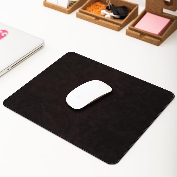 Mouse pad, Non-Slip Washable Waterproof Computer Mouse mat Thick for Laptop Wireless Mouse Home Office Travel, Portable 9.8"x 8.3" S Black