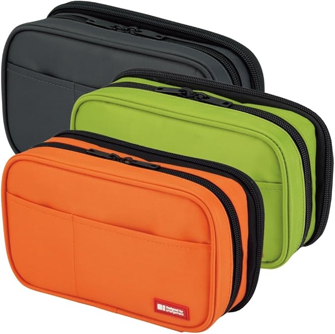 LIHIT LAB Large Capacity Double Zipper Pencil Case For School Office College, Big Capacity 6 Compartments Pencil Bag Holder Adults Teen Boys Girls, Travel Cosmetics Storage, Yellow Green (A7555-6)