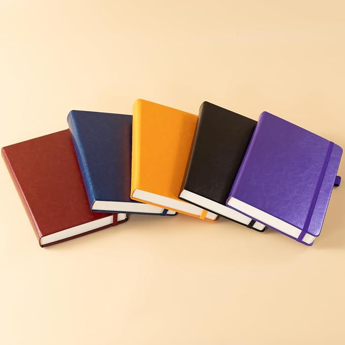FOCUS DAY Lined Journal Notebook for Women/Men Writing Work, 320 Pages Hardcover Pink Leather Daily Diary Journals Note book College Ruled for Note Taking, A5 (5.7'' X 8.4'')