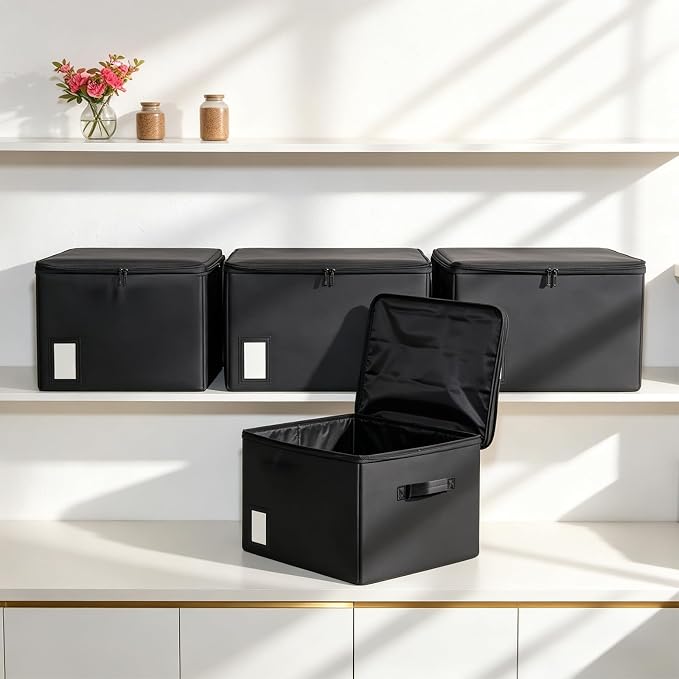 Fireproof File Box with PVC Slides for Hanging Folders, Collapsible Document Organizer Box for Home Office, Fireproof Filing Cabinet Storage Case, File Organizer for Large Legal Letter Documents