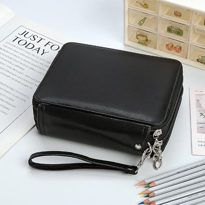 PU Pencil Case - 72 Slots Colored Pencil Case Organizer with Zipper for Watercolor Pens, Pencil Case Organizer for Artist