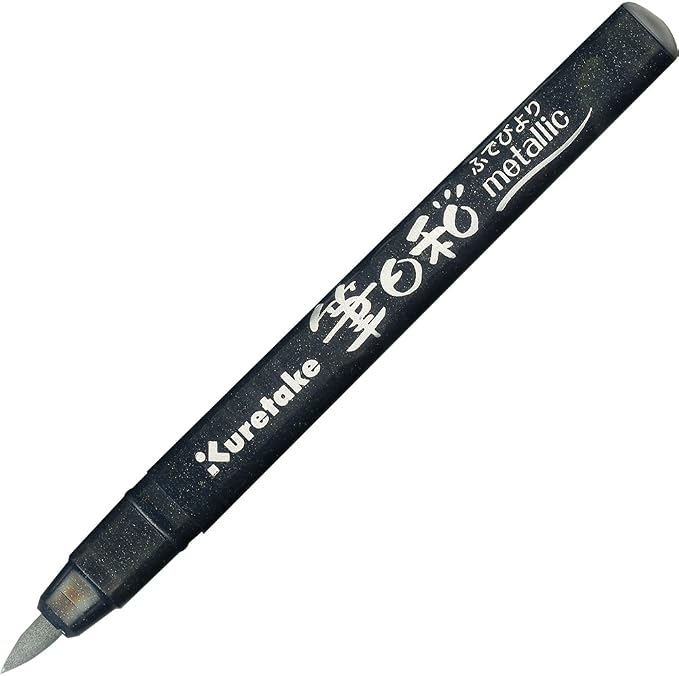 Kuretake ZIG FUDEBIYORI Flexible Brush Pens Metallic 6 colors set, perfect forProfessional, Art Drawing, calligraphy, Leetring, journaling, Made in Japan