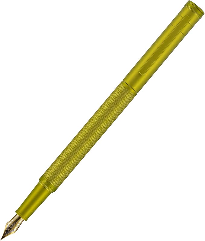 Asvine Mustard Yellow Forest Fountain Pen Extra Fine Nib, Classic Design with Converter and Metal Pen Case, The Light of Hope Serise
