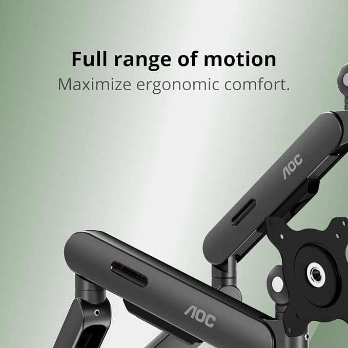 AOC Dual Monitor Stand Arm Desk Mount for 17-34 Inch Monitors, AM420G | Support 4.4-19.8 lbs, Mechanical Spring, C-Clamp & Grommet Mount, Height Adjust, Full Motion, VESA 75x75/100x100