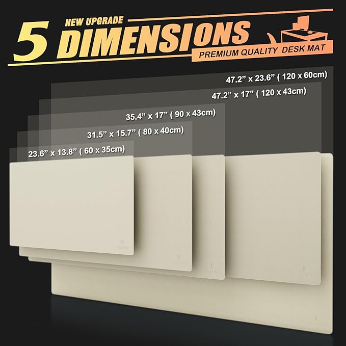 K KNODEL Extra Large Desk Mat, Leather Mouse Pad (47.2"x17", Ivory Cream) | Desk Pad, Keyboard Pad, Computer and Laptop Mat, Desktop Protector and Cover, Writing Pad and Blotter for Home Office