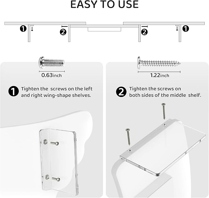 AFOOYO Dual Monitor Stand Riser, Wing-Shaped Sturdy Desktop Wood Stand for 2 Monitors, White Riser for Laptop, PC, Computer