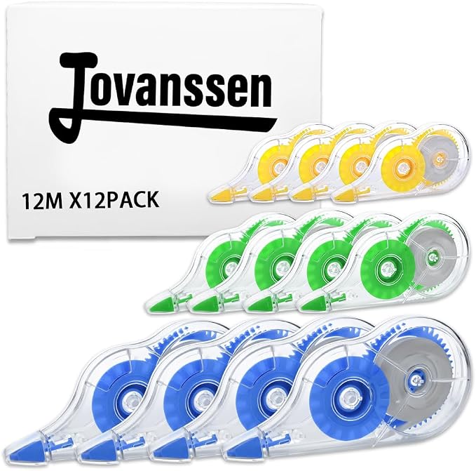 White Correction Tape, 12 Pack, 39.37 Feet - Classic Design | Correction Tape for School Office, Writing Supplies and Correction Supplies