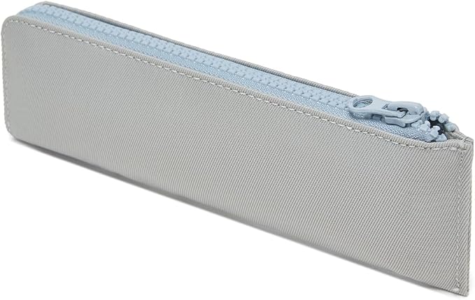 Oxford Pencil Case Slim Pencil Pouch Durable Zipper Stationery Bag Small Travel Use(Light gray/Oxford)
