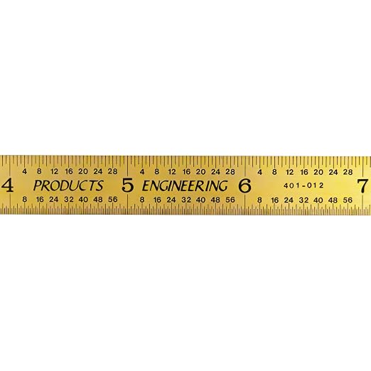 PEC Tools 6&12-Inch Titanium Nitride Coated Machinist Ruler Set, 4R Graduations: 1/8", 1/16", 1/32", 1/64", TiN Coating Engineer Ruler, Extreme Scratch Resistant, Value Bundle Pack, Made in USA