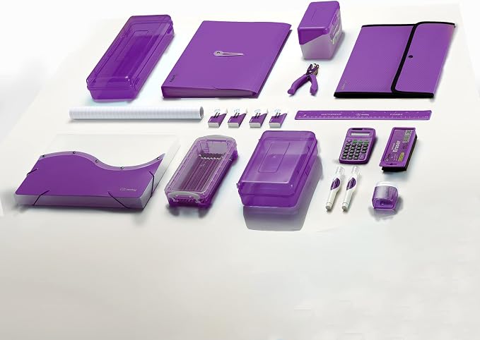 Accordion File Organizer Purple, 7 Pocket Expanding File and Cover Folder with Labels, Plastic Portable Desktop Letter A4 Paper, Also Available in Red, Green, Pink, Blue, Grey, 1 Pc – By Enday