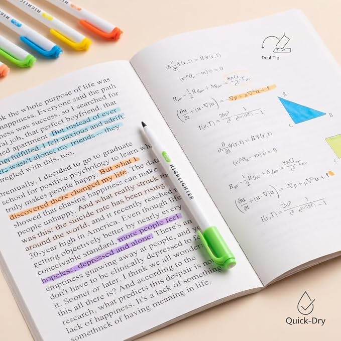 15 Count Dual-Tip Highlighters, Pastel Colors Fine & Bold Tip, Quick-Dry Non-Bleeding Highlighter Markers for Bible Journaling,School,Office,Notes (15 colors highlighters - Iridescent Color)