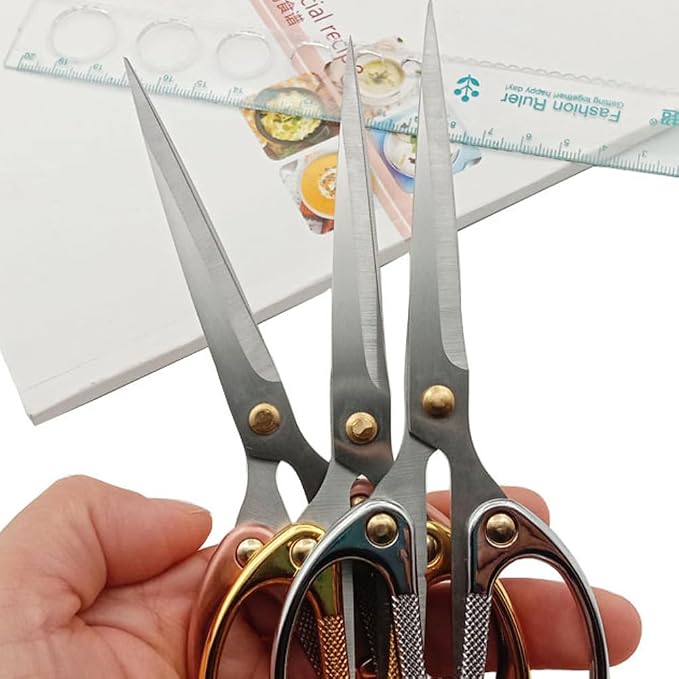 6.3-inch Small Craft Scissors, Sharp Blades Office Scissors for Desk, Stainless Steel All Purpose Scissors for Office, Home, School, DIY, Sewing, Fabric (Silver)