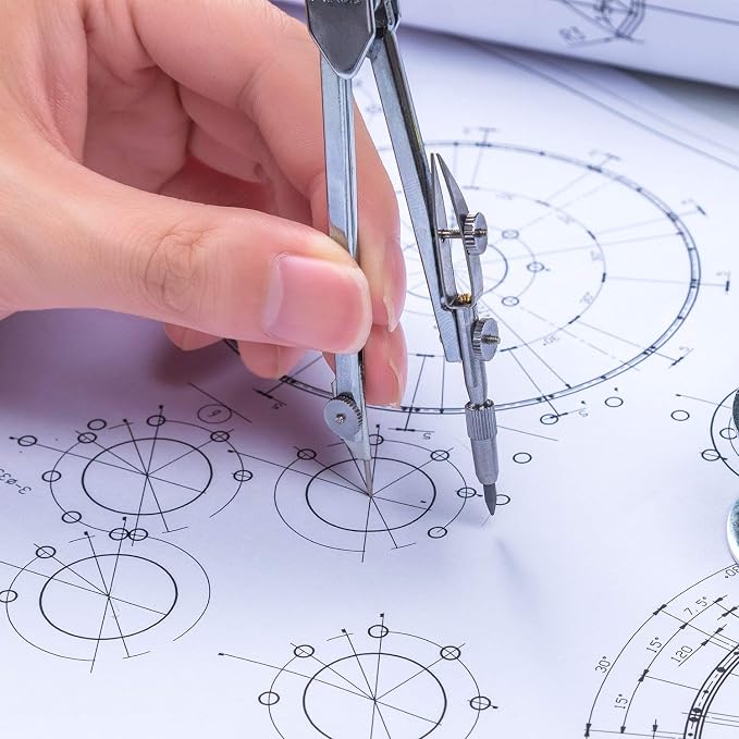 Drawing Compass and 6 Inch Protractor, Student Geometry Math Set
