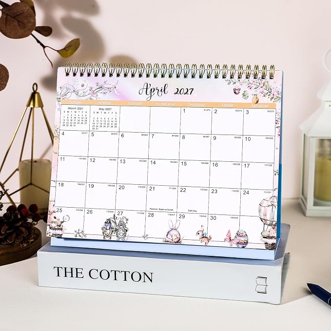 Desk Calendar 2026-2027 - Standing Flip Desktop Calendar 2026-2027 from July 2026 to December 2027, 18 Month, 9.8" x 8.3" Desktop Calendar for Office School Home, Animal & Seasonal Watercolor