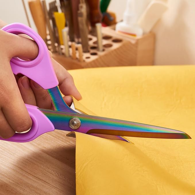 10" Scissors All Purpose, Heavy Duty Office Scissors | Sharp Blades and Comfort Grip Handle,Suit for Fabric Cutting, Clothing Craft & Sewing Projects, Light Purple