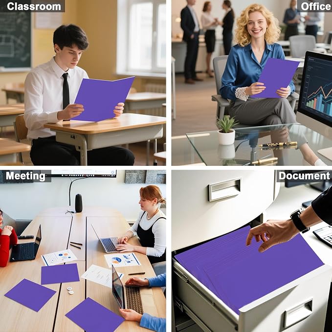 Folders with Pockets, LAYZZ 30 Pack Paper Pocket Folders, 2 Pocket File folders Fits Letter Size Paper, for School Office and Home (Purple)