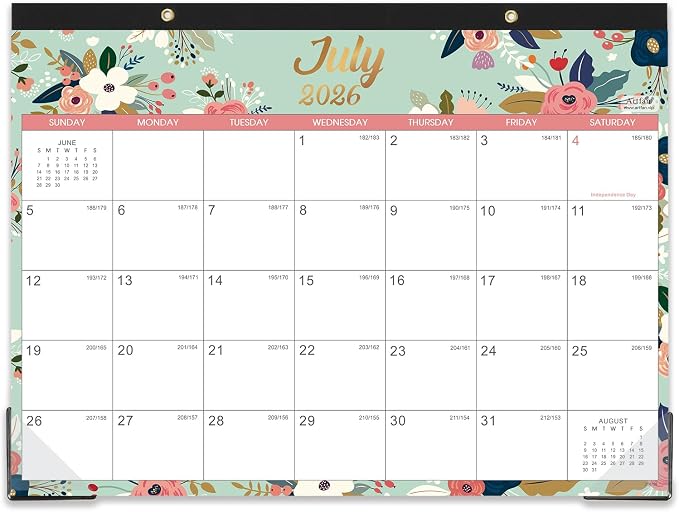 Desk Calendar/Calendar 2026-2027- Jul. 2026 - Dec. 2027 | 18 Monthly Desk/Wall Calendar 2026-2027,12" x 15", Thick Paper with Corner Protectors,