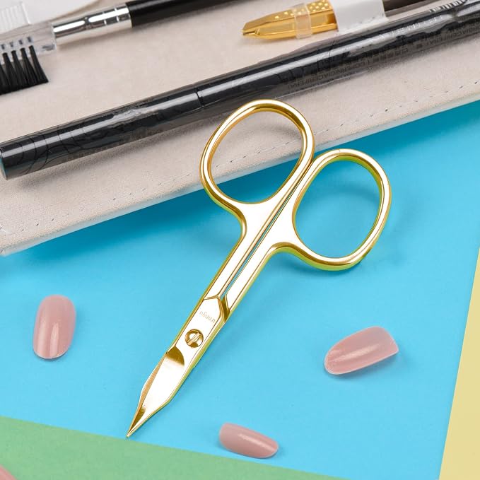 LIVINGO Sharp Nail Scissors Curved Blade Stainless Steel | Professional Cuticle Tool, Fingernail Toenail Care, Pedicure Grooming, Durable Storage Case