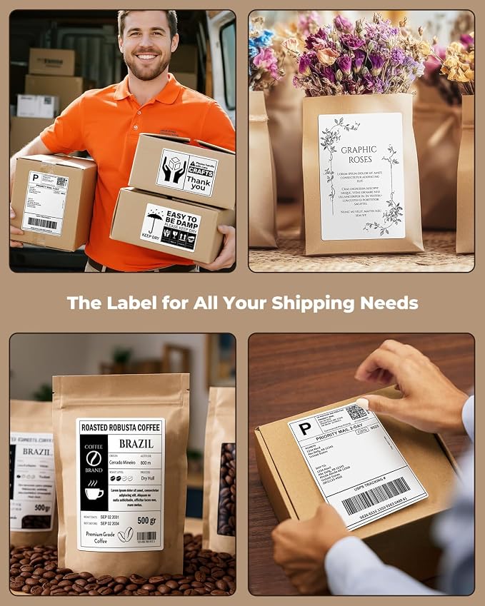 MUNBYN 4x6 Thermal Printer Labels, Commercial Grade, 220 Sheets/Stack | 4"x6" Fanfold Shipping Labels, No BPA and BPS, Print Clear and Sharp, Strong Adhesive, Compatible with Most Thermal Printers
