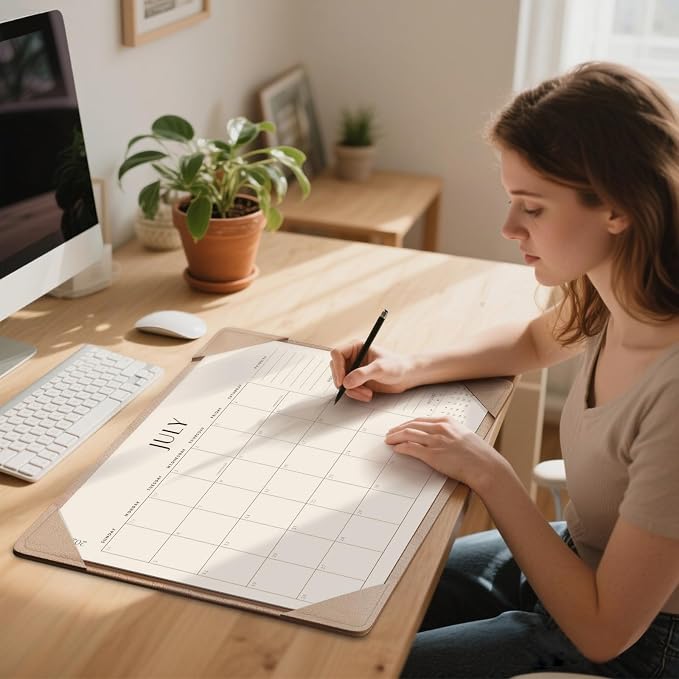 Jotsome Desk Calendar 2026 - 2027 with Desktop Mat, Large Desk Pad Calendar From July 2026 to December 2027 22x17 inch, Desk Blotter Calendar for Home Office and School, Easy Planning, Gift for the Holidays, Apricot