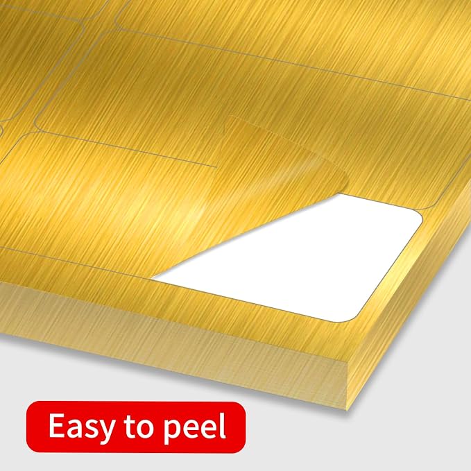 Shipping Labels Stickers, 2"×4" Gold Printable Mailing Labels for Laser/Inkjet Printing- Matte Gold, 8.5"×11"- 20 Sheet
