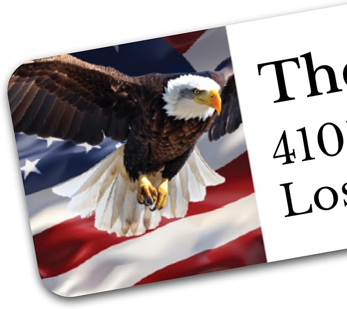 Personalized Patriotic Return Address Labels, Self-Adhesive Address Stickers on Sheets, 50-1000 Labels (Eagle)