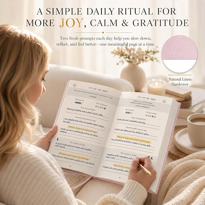 The Daily Gratitude Journal 2026 – Guided Gratitude Practice for Women & Men, 2 Fresh Prompts Every Day, Mindfulness, Happiness & Daily Reflection, Undated Affirmation Journal with Gift Box