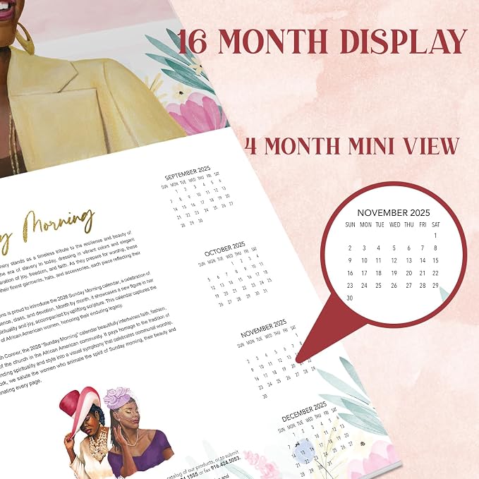 African American Expressions 2026 Wall Calendar – Sunday Morning – Monthly Calendar Celebrating Black Culture & History, 12x12 Hanging Calendar, 16 Months – Gift for Her