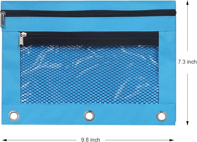Pencil Pouches, Zipper Binder Pencil Pouch Pen Case With 3 Holes, 3 Ring Zippered Pocket Pencil Pouch for School Office