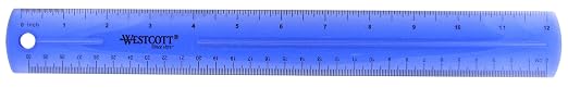 Westcott Jeweltone Plastic Ruler, 12-Inch, Blue, 16021