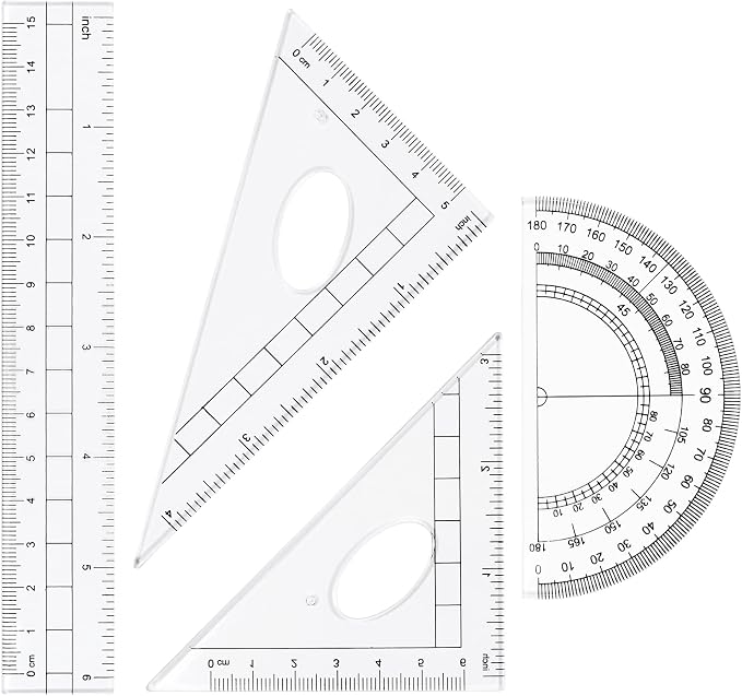 Unjoo Geometry Set 10 Pcs Student Supplies, Protractor and Compass (Blue) | Shatterproof Storage Box,Rulers,Protractor,Compass,Eraser,Pencil Sharpener,Lead Refills,Pencil,for Classroom, Back to School