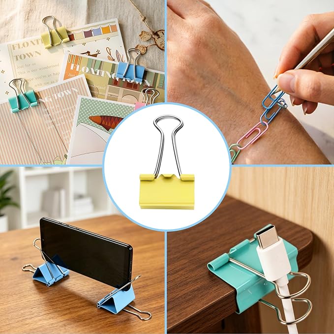 280 PCS Colored Binder Clips & Paper Clips Assorted Sizes, Paperclips Large Medium Small, 2-in-1 Combo Set with Storage Case, Office Supplies for Home, School, Business Organization