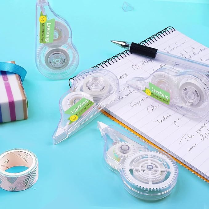 Lzerking Correct Correction Tape,White,32-Count,Transparent Dispenser Shows How Much Tape is Remaining