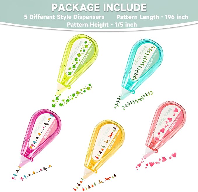Decorative Correction Tape,Valentines Day Gifts for Kids, DIY Cartoon Pattern Decorative Tape, Decorative Curve Highlighter for Scrapbooking Greeting Card Letter Diary,Cute Stationary Supplies