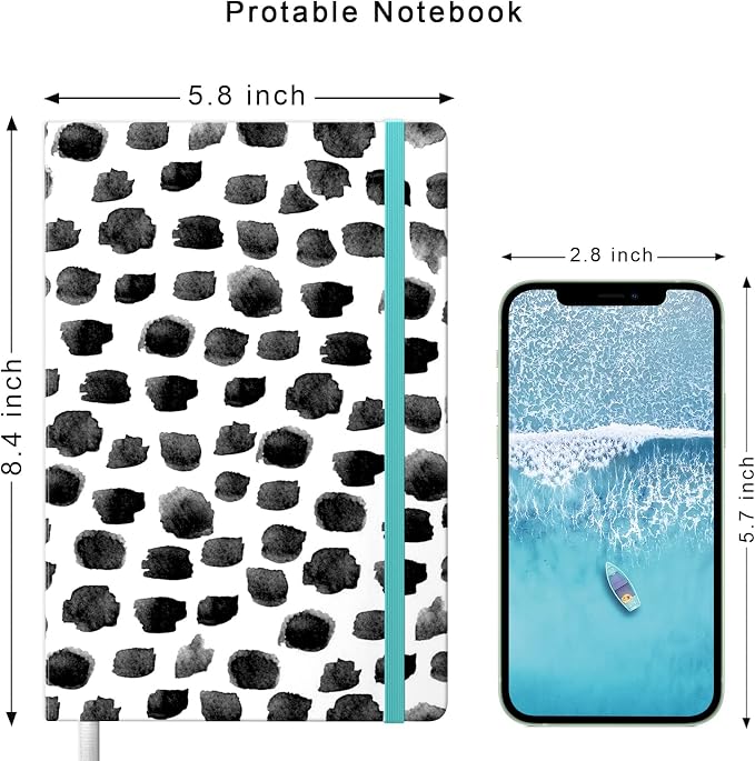 Lined Journal Notebook, Hardcover Journal for Women, Medium 5.7 x 8.4 in, 160 Pages Thick Paper, Cute Aesthetic Floral College Ruled Notebook for Writing Journaling Work School Office, Spots