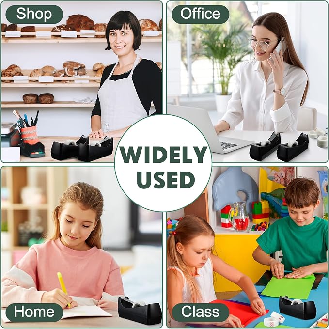 Yahenda 10 Pack Desktop Tape Dispenser Non Skid Base with Transparent Invisible Tape and Replacement Cores for Wrapping Home Office Supplies