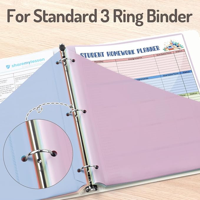 Forvencer 48 Count Dividers with 2 Pockets, 8 Tabs Binder Dividers for 3 Ring Binder, Binder Dividers with Tabs for School Office Organization, Multicolor, Letter Size, 6 Sets