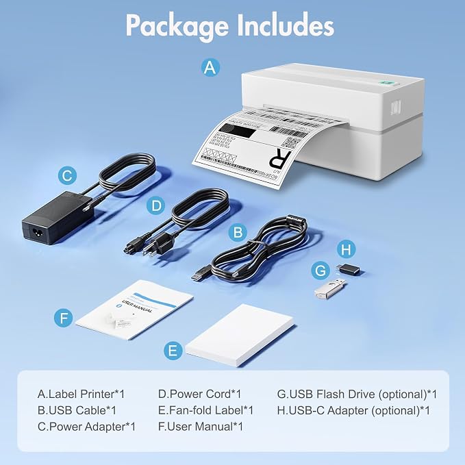 Thermal Shipping Label Printer 4x6 Bluetooth Label Maker for Small Business | Wireless Mailing Shipping Printer for USPS UPS Amazon Shopify Etsy - Compatible with iPhone Android Windows & Mac (White)